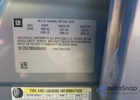 2009 Chevrolet Malibu Ls z USA, uszkodzony, nr VIN 1G1ZG57B894264301